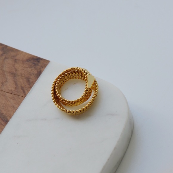 LAST2 Gold Plated Snake Herringbone Soft Chain Wrap Ring - Picture 11 of 13